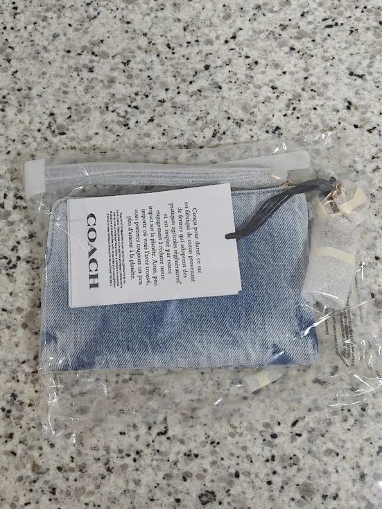 Coach Corner Zip Wristlet In Loved Denim With Charms - Picture 4 of 8